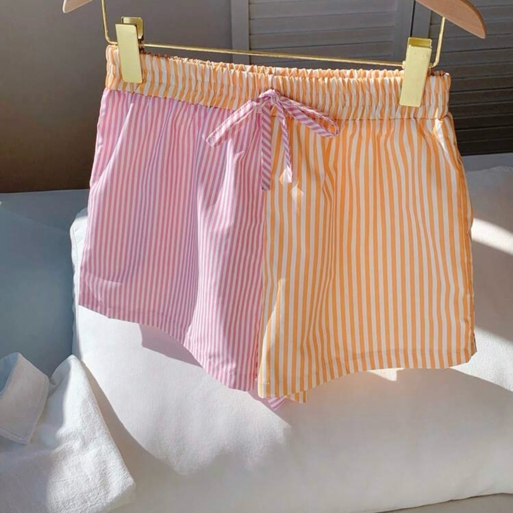 Pink and Orange Striped Shorts